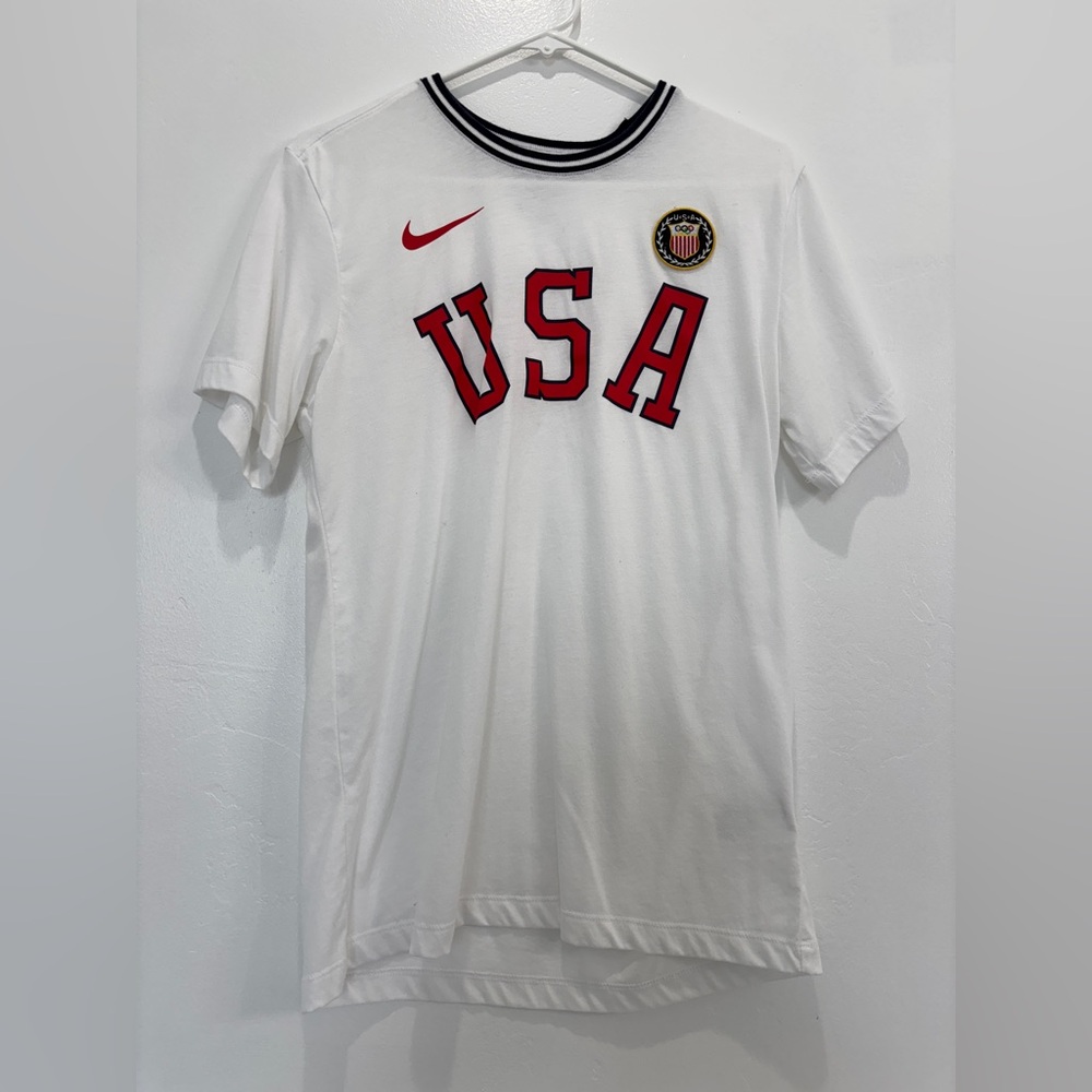 NIKE Shirt Adult Small White TEAM USA OLYMPIC Soccer Swoosh Casual World Cup